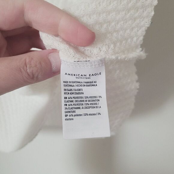New American Eagle Waffle Cropped Tank in White Size Medium NWT - Picture 5 of 6